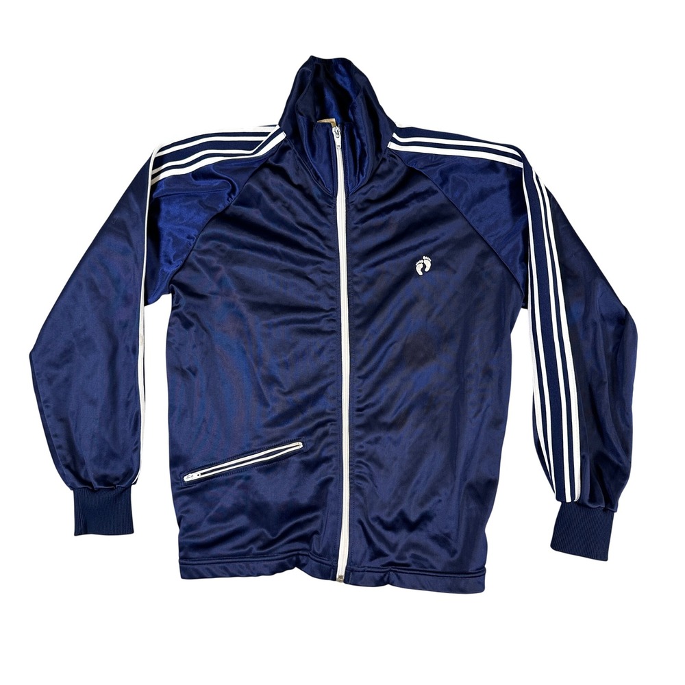 Vintage Hang Ten Track Jacket Navy Blue White Stripe Full Zip XS Made in Japan
